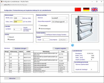 Produktkonfigurator und Produktkonfiguration - ePOS Professional - Online Konfiguration eines Lamellenfensters