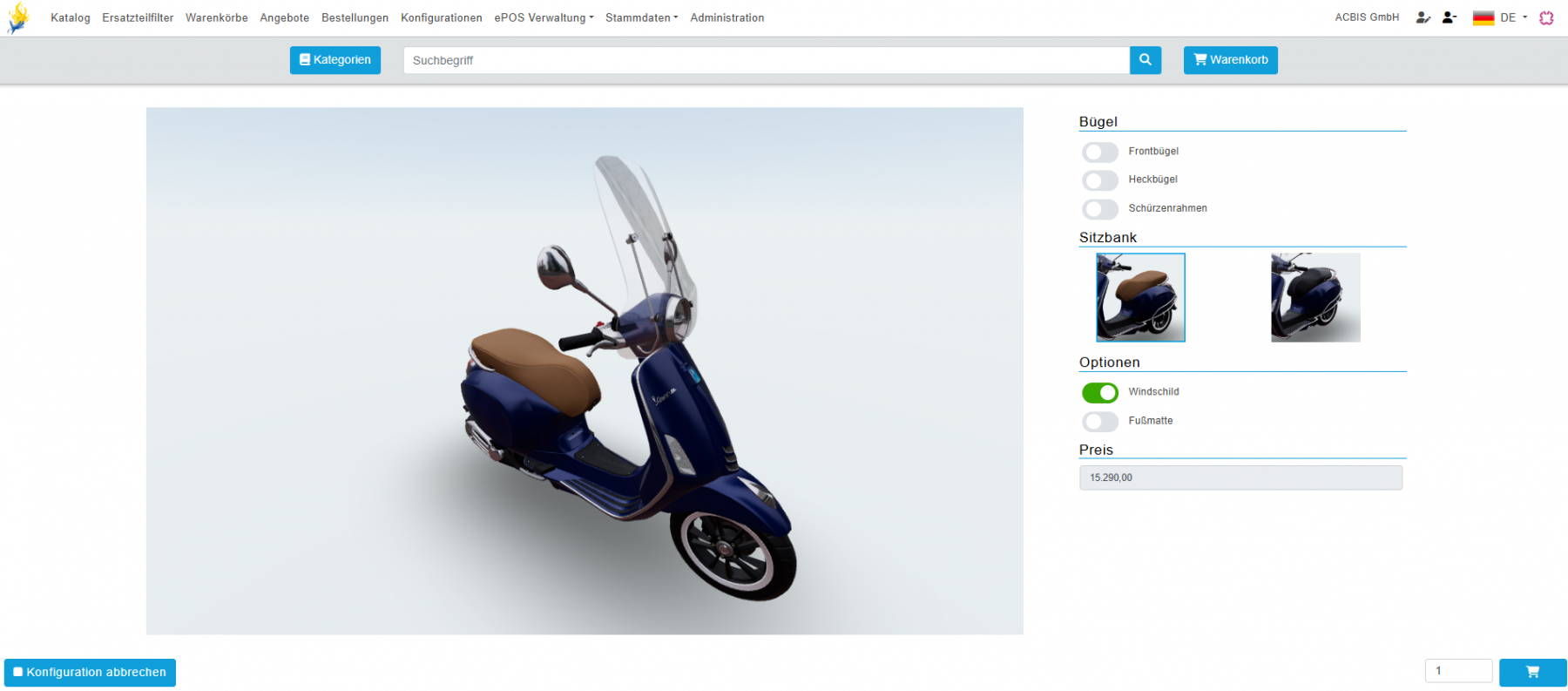 ACBIS-Beispiel 3D-Konfigurator ePOS PRO